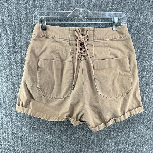 Asos Shorts Womens 6 Beige Khaki Cargo High Rise Comfort Bohemian Casual - Picture 6 of 11